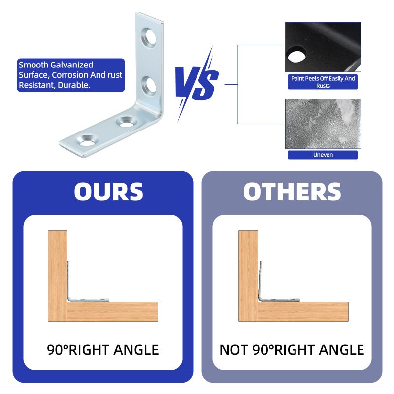 Home Master Hardware 40 Pack L Bracket Corner Braces, Small Metal L Brackets for Wood, 1.5 inch Steel Joist Right Angle Brackets for Wood Shelves Chair Drawer Cabinet with Screws, Zinc Plated HOME MASTER HARDWARE - Image 4